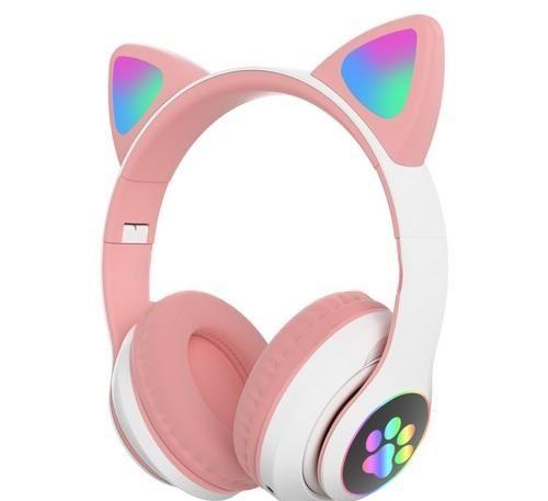 Наушники беспроводные детские Cat Ear с ушками розовые