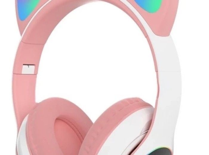 Наушники беспроводные детские Cat Ear (с ушками) розовые